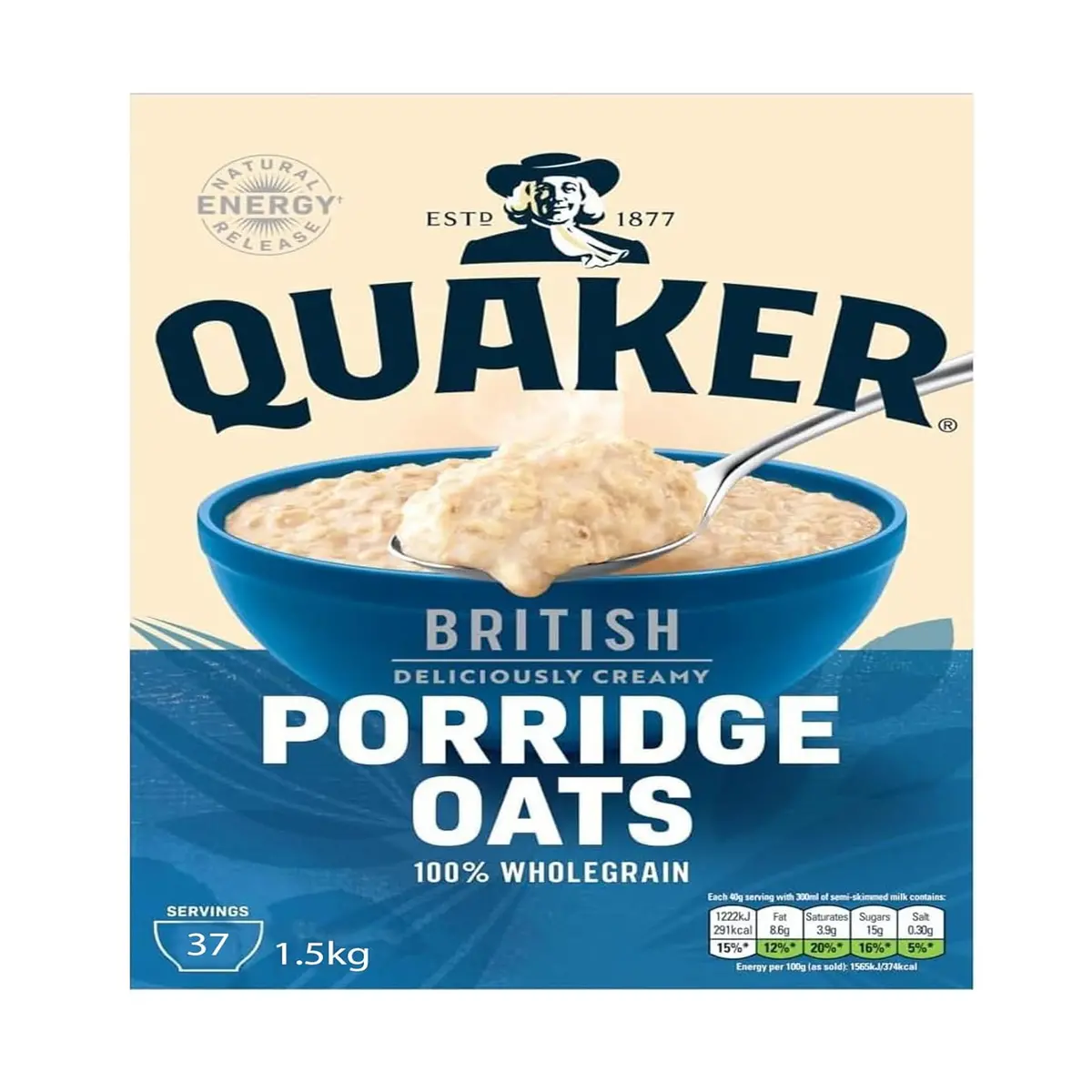 Quaker British Deliciously Creamy Porridge Oats 1.5Kg 1