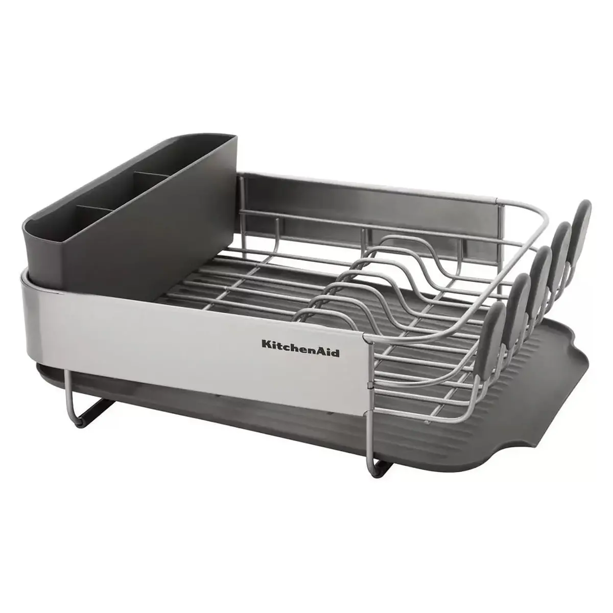 Kitchenaid Compact Dish Drying Rack With Stainless Steel Panel - Grey (16 In X 12.6 In X 6.2 In) 1