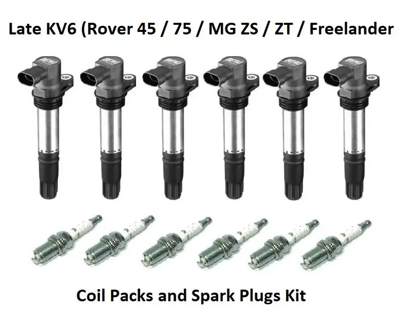 Kv6 Coil Packs And Spark Plugs Kit (Late Type) - Genuine Champion / Champion Nec000070 / Nec000110 - 45 / 75 / Zs / Zt / Freelander V6 (Nec000070l / Nec000110l) Nlp100290 1
