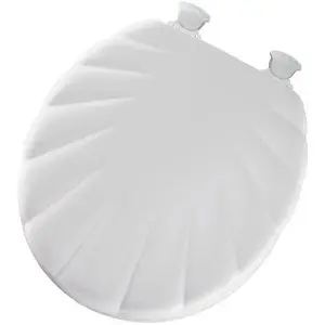 Mayfair 22Ec 000 Shell Sculptured Molded Wood Toilet Seat With Lift-Off Hinges, Round, White 1