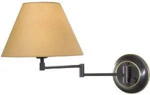 Holtkoetter Swing-Arm Wall Sconce With Fabric Shade, Hand-Brushed Old Bronze With Kupfer Shade 1