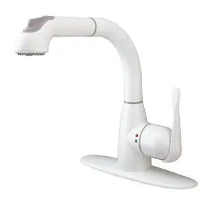 Cleanflo 8811 Single Handle Hi Arc Pull Out Faucet, White 1