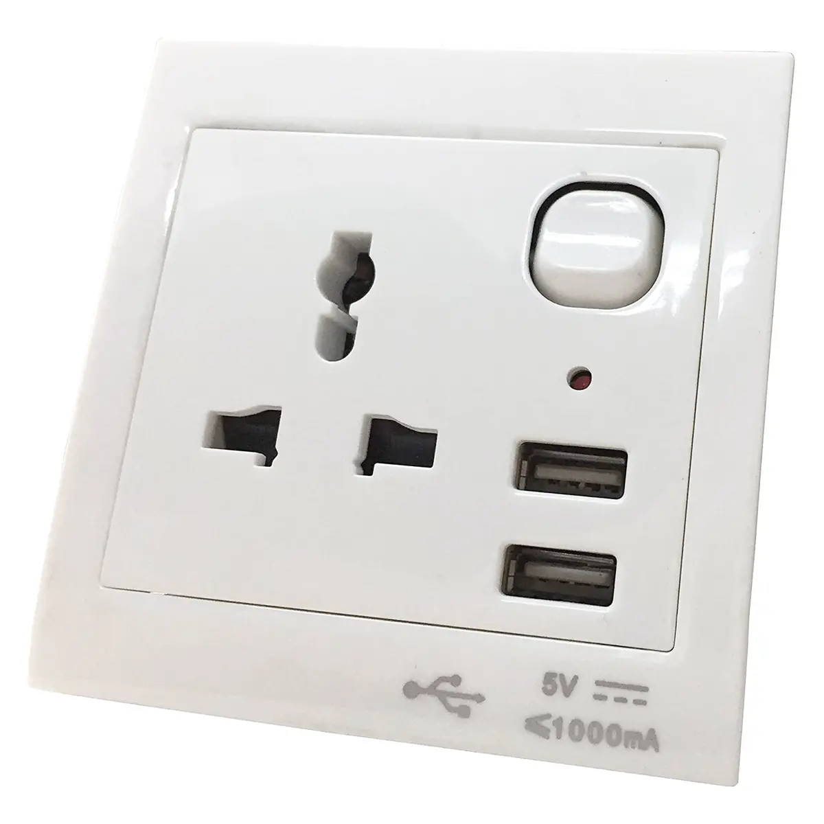 Usb Wall Socket With Dual Usb Charging Port Wall Charger 5V- 1000Ma,2000Ma (White). 1