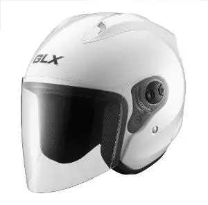 Glx Open Face Motorcycle Helmet (Pearl White, Medium) 1