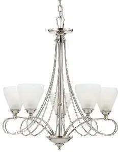 Quoizel Dk5005is Denmark 5-Light Chandelier With White Frosted Cirrus Glass, Imperial Silver 1