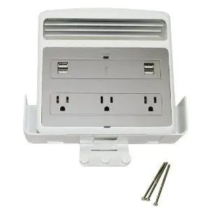 Wiremold Px1002 Wall Mount Usb Multi-Outlet Charging Center For Mobile Devices, White/Silver 1