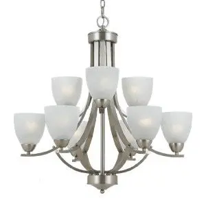 Triarch 33294 9 Light Value Large Chandelier, Satin Nickel 1