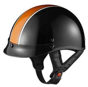 Glx Motorcycle Half Helmet With Orange Stripe (Black, Medium) 1