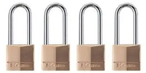 Master Lock 140Qlh Keyed-Alike Wide Padlocks, Solid Brass, 1-9/16-Inch, 4-Pack 1