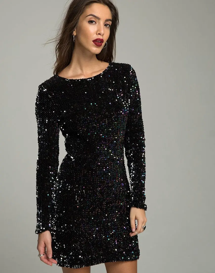 Gabby Dress In Oil Iridescent Sequin 1